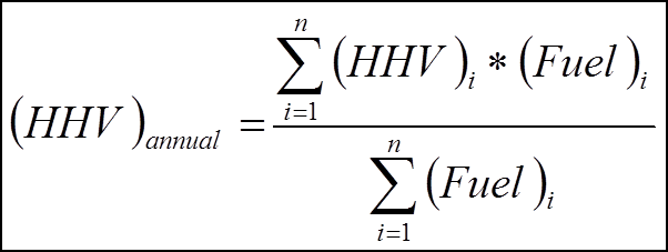 Equation C-2b: Weighted Annual Average High Heat Value of the Fuel